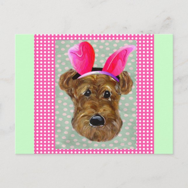 EASTER AIREDALE FEIERTAGSPOSTKARTE (Vorderseite)