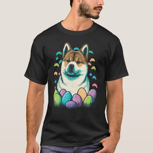 Easter Akita Inu Bunny Eggs Dog on Easter Akita In T-Shirt (Vorderseite)