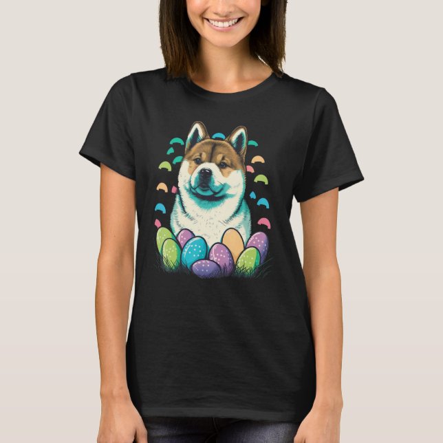 Easter Akita Inu Bunny Eggs Dog on Easter Akita In T-Shirt (Vorderseite)