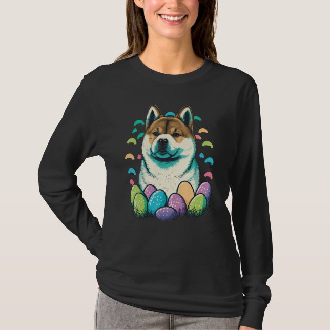 Easter Akita Inu Bunny Eggs Dog on Easter Akita In T-Shirt (Vorderseite)