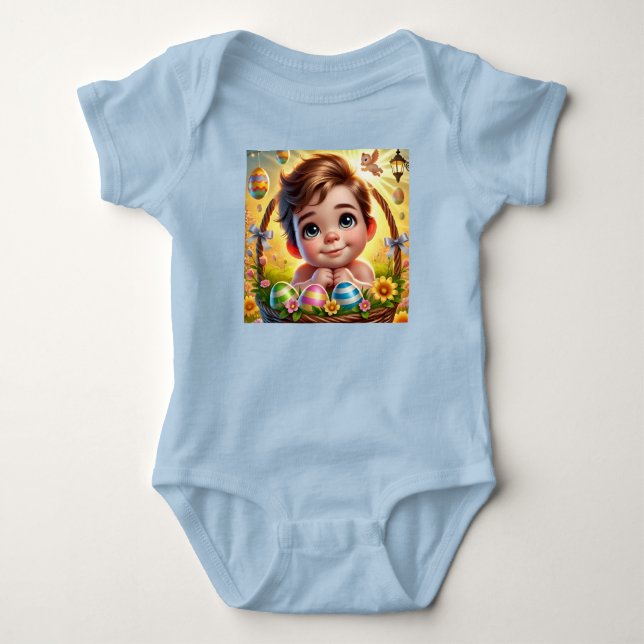 EASTER BABY BOY Decorated Eggs ~ Strampler (Vorderseite)