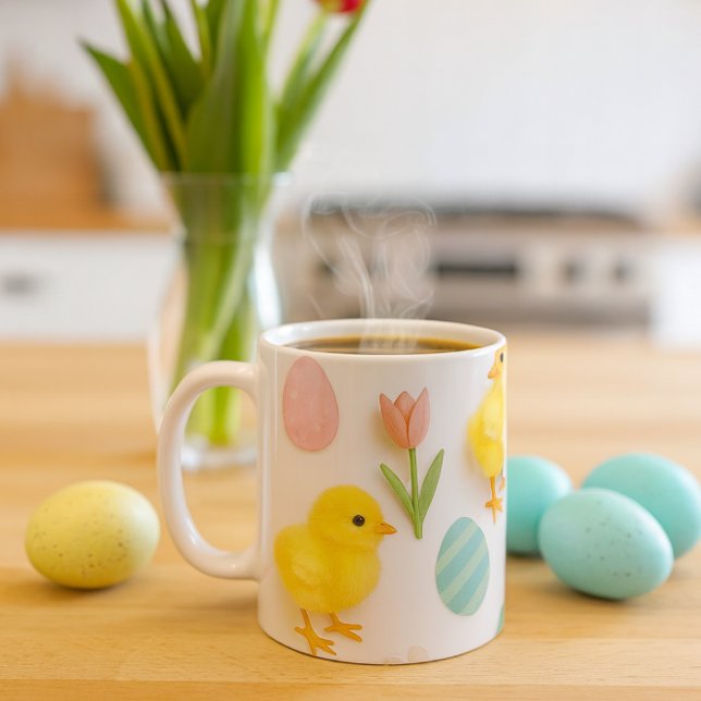 Easter Baby Chickens and Bunny Rabbits Kaffeetasse (Von Creator hochgeladen)