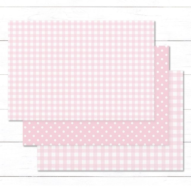Easter Baby Pink Gingham und Polka Dots Geschenkpapier Set (Cute baby pink gingham checks and white polka dots wrapping paper sheets for baby showers, birthdays)