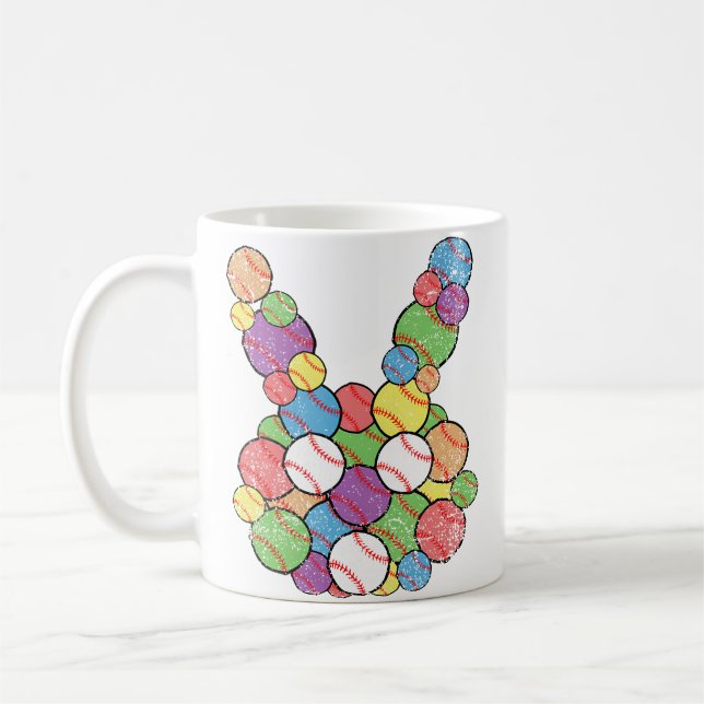 Easter Baseball Lover Bunny Head Ball Egg Hunting  Kaffeetasse (Links)