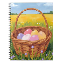 Easter Basket Egg Hunt Pastel Watercolor Notizblock