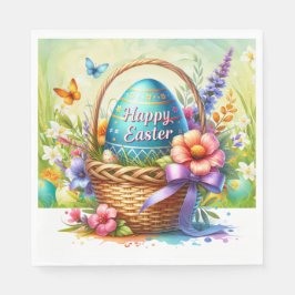 Easter Basket Eggs & Spring Flowers Serviette