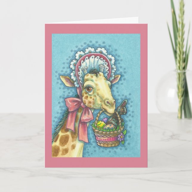 EASTER BASKET GIRAFFE GREETKARTE Vers Feiertagskarte (Vorderseite)