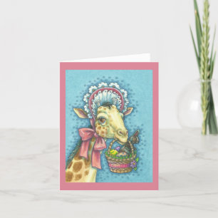 EASTER BASKET GIRAFFE NOTE CARD Blank Feiertagskarte
