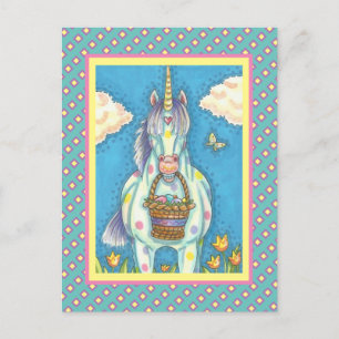 EASTER BASKET UNICORN, NIEDLICHE FANTASY HORSE POS POSTKARTE