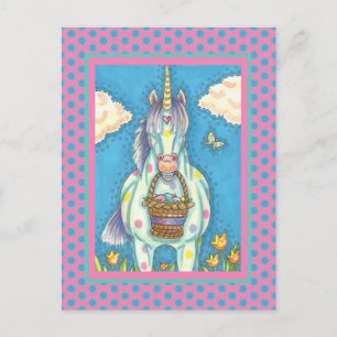EASTER BASKET UNICORN, NIEDLICHE FANTASY HORSE POS POSTKARTE