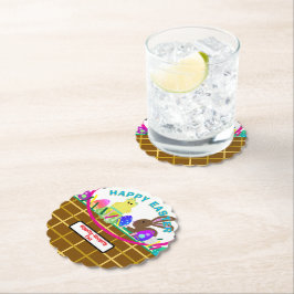 Easter Basket Yellow Blue Chick Egg Rabbit Untersetzer