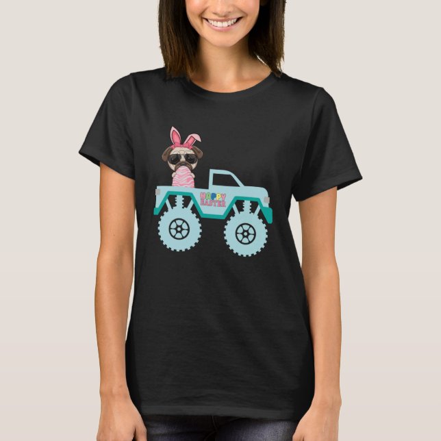 Easter Bearded Dragon Bunny Riding Monster Truck T T-Shirt (Vorderseite)