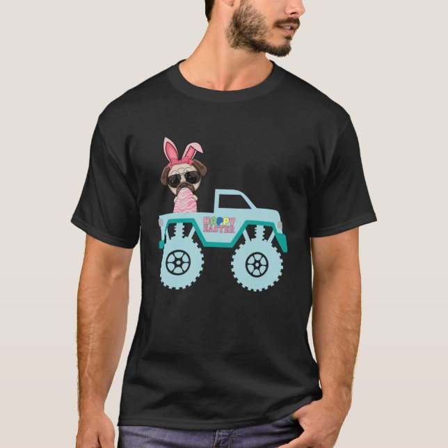 Easter Bearded Dragon Bunny Riding Monster Truck T T-Shirt (Vorderseite)