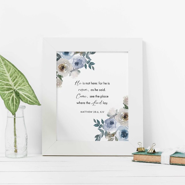 Easter Bible Verse Wall Art Matthew 28:6 Floral Fotodruck (Von Creator hochgeladen)