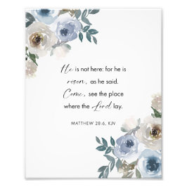 Easter Bible Verse Wall Art Matthew 28:6 Floral Fotodruck