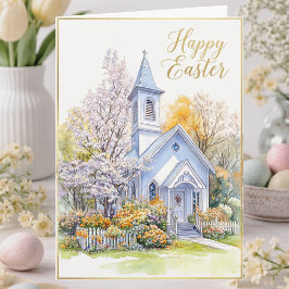 Easter Blessing Watercolor Spring Church Floral Karte