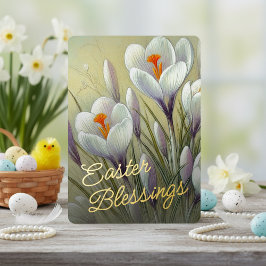 Easter Blessings Crocus Floral Gold Foil Card Folien Feiertagskarte