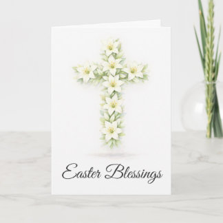 Easter Blessings Lily Cross Christian Easter Card Karte