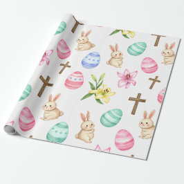 Easter Blessings – Seamless Bunny & Cross Pattern Geschenkpapier