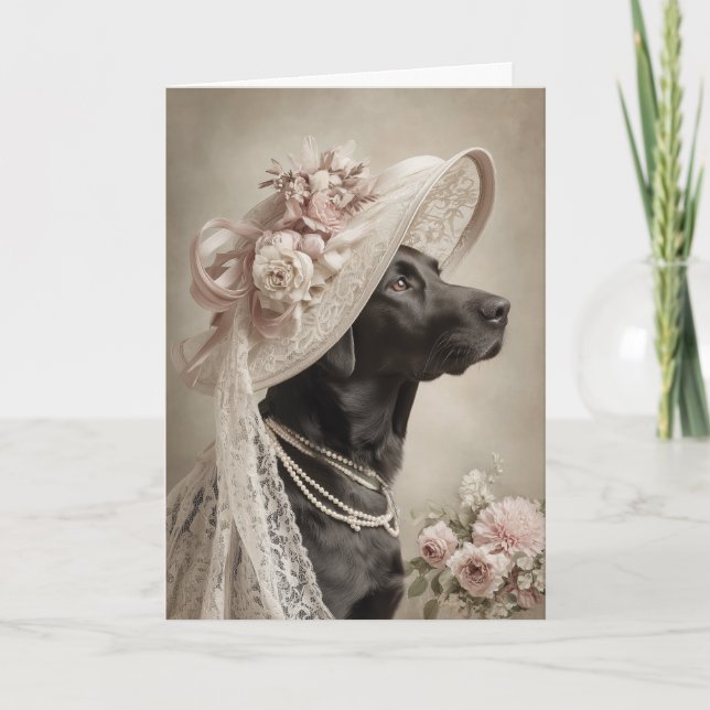 Easter Bonnet Black Lab Karte (Vorderseite)