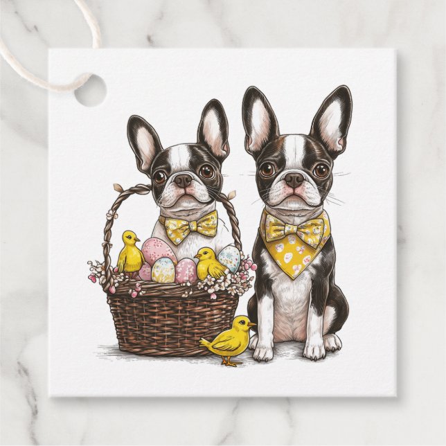 Easter Boston Terrier Dogs Geschenkanhänger (Vorderseite)