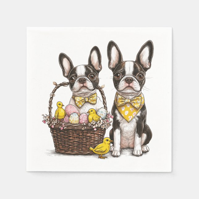 Easter Boston Terrier Dogs Serviette (Vorderseite)