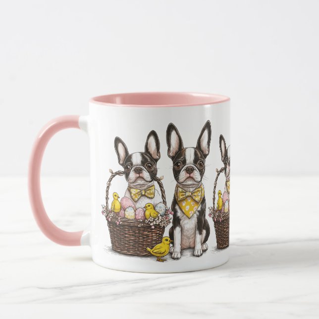 Easter Boston Terrier Dogs Tasse (Links)