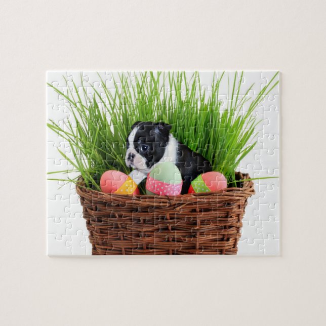 Easter Boston Terrier Hund Puzzle (Horizontal)
