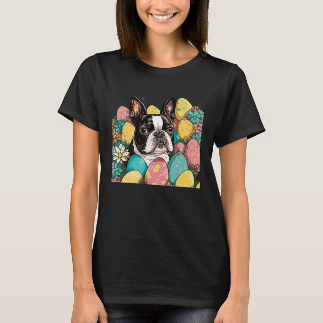 Easter Boston Terrier Spring Flower Dog  Paint Spl T-Shirt (Vorderseite)