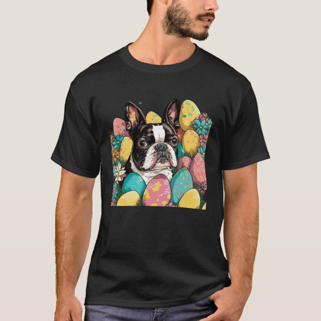 Easter Boston Terrier Spring Flower Dog  Paint Spl T-Shirt (Vorderseite)