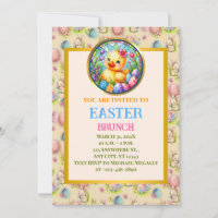 EASTER BRUNCH, Küken, Blume und bunte Eier