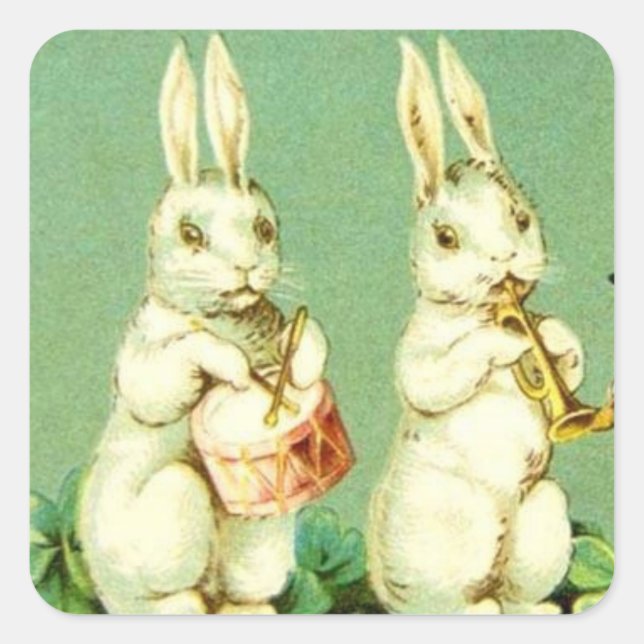 EASTER BUNNIES PLAYER INSTRUMENTS SQUARE STICKERS (Vorderseite)