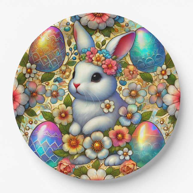 EASTER BUNNY 3D ~ Alkoholtinten ~ Papierplatte Pappteller (Vorderseite)