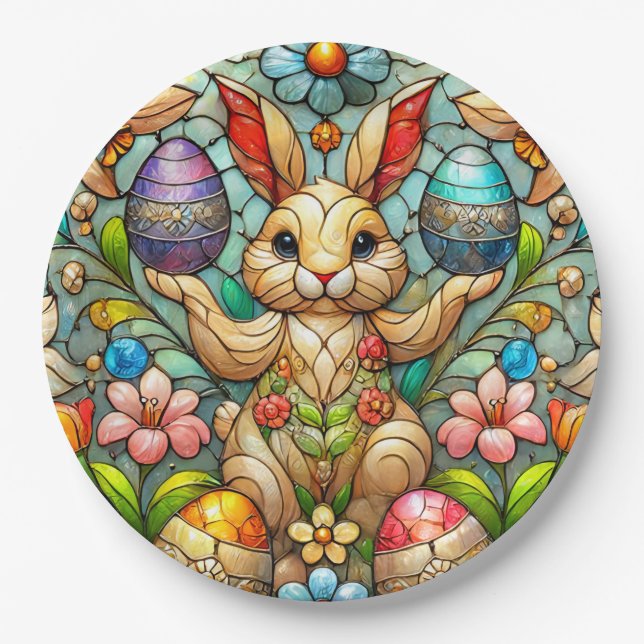 EASTER BUNNY 3D ~ Alkoholtinten ~ Papierplatte Pappteller (Vorderseite)