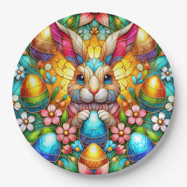 EASTER BUNNY 3D ~ mehrfarbig ~ Pappteller (Vorderseite)