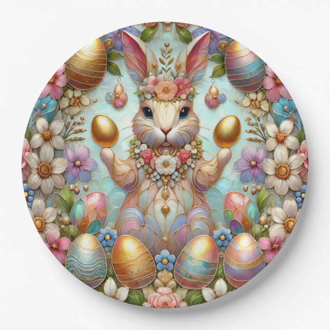 EASTER BUNNY 3D ~ Pastelle Pappteller (Vorderseite)