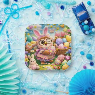 Easter bunny and colourful eggs party design pappteller
