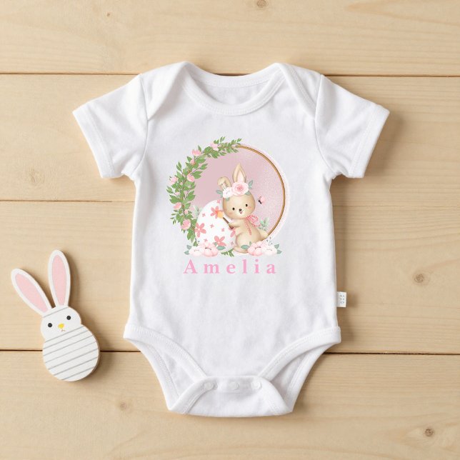 Easter Bunny at Garden Personalized baby bodysuit Baby Strampler (Von Creator hochgeladen)