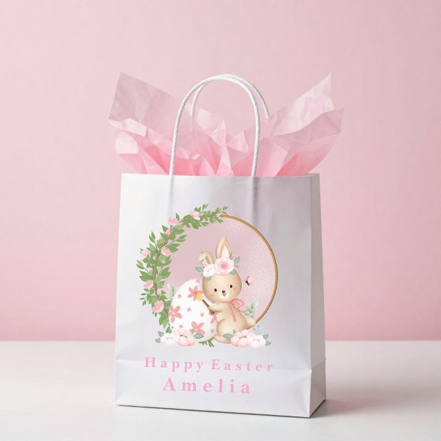 Easter Bunny at Garden Personalized Gift Bag Mittlere Geschenktüte (Von Creator hochgeladen)