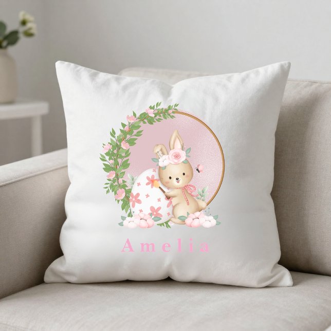 Easter Bunny at Garden Personalized Throw Pillow Kissen (Von Creator hochgeladen)