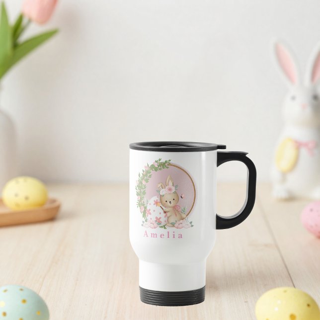 Easter Bunny at Garden Personalized Travel Mug Reisebecher (Von Creator hochgeladen)