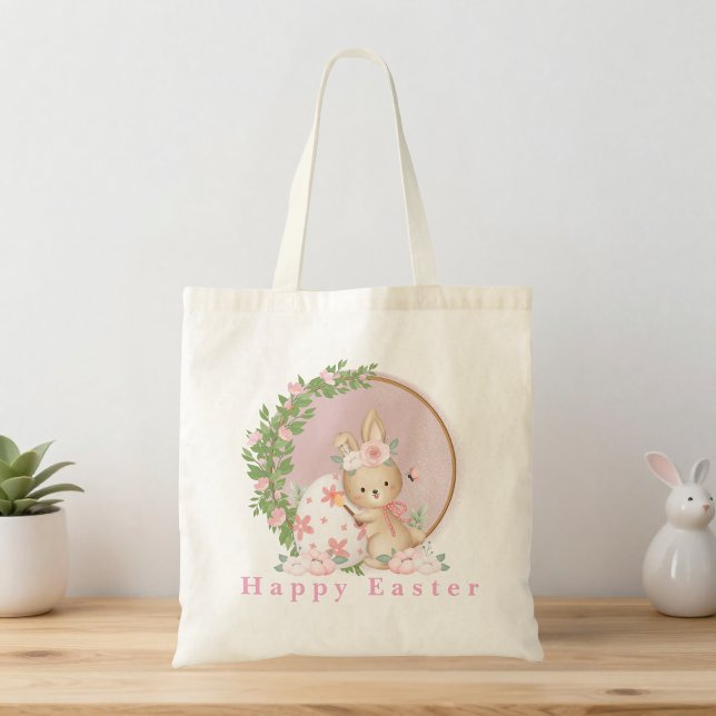 Easter Bunny at Garden Tote Bag Tragetasche (Von Creator hochgeladen)