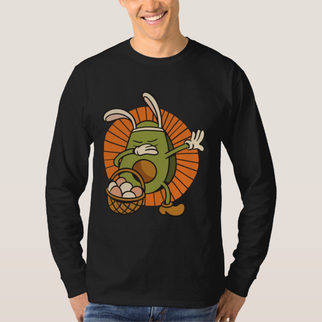 Easter Bunny Avocado with Rabbit Ears and Basket o T-Shirt (Vorderseite)