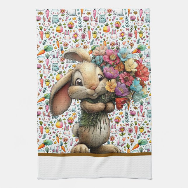Easter Bunny Bouquet  Geschirrtuch (Vertikal)