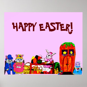 EASTER BUNNY COLLAGE POSTER
