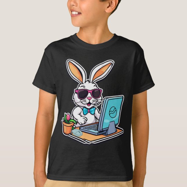 Easter Bunny Computer Video Game Lovers 1  T-Shirt (Vorderseite)