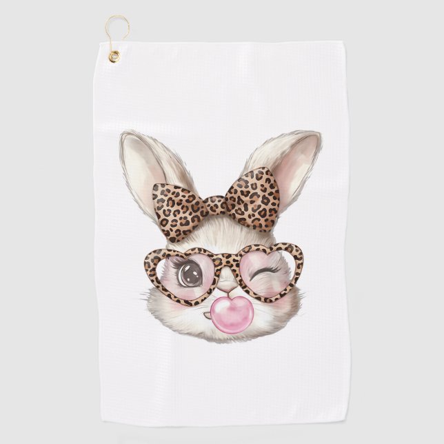 Easter Bunny Cute Glasses Leopard Bunny Rabbit Eas Golfhandtuch (Vorderseite)