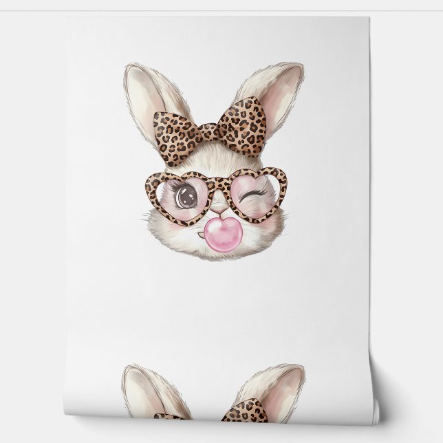 Easter Bunny Cute Glasses Leopard Bunny Rabbit Eas Tapete (Abrollen)