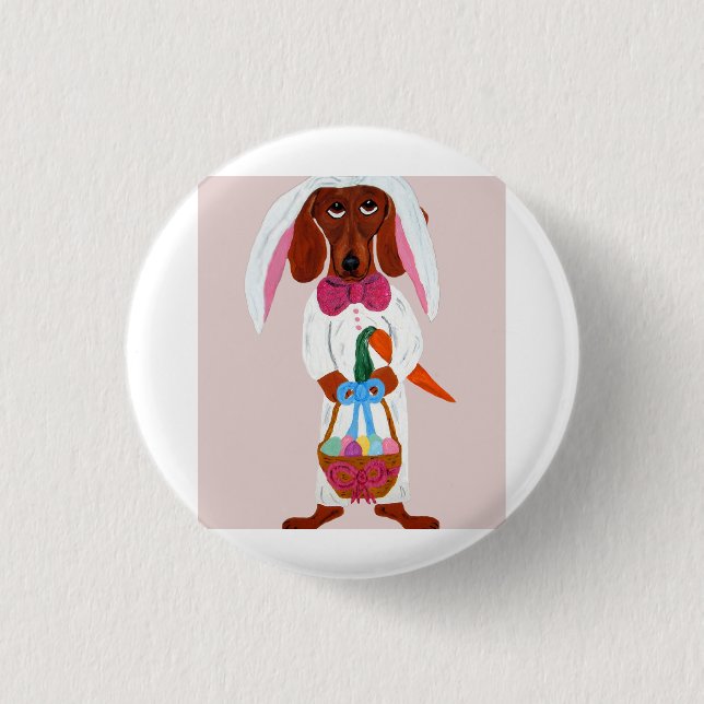 Easter bunny Dachshund  Button (Vorderseite)