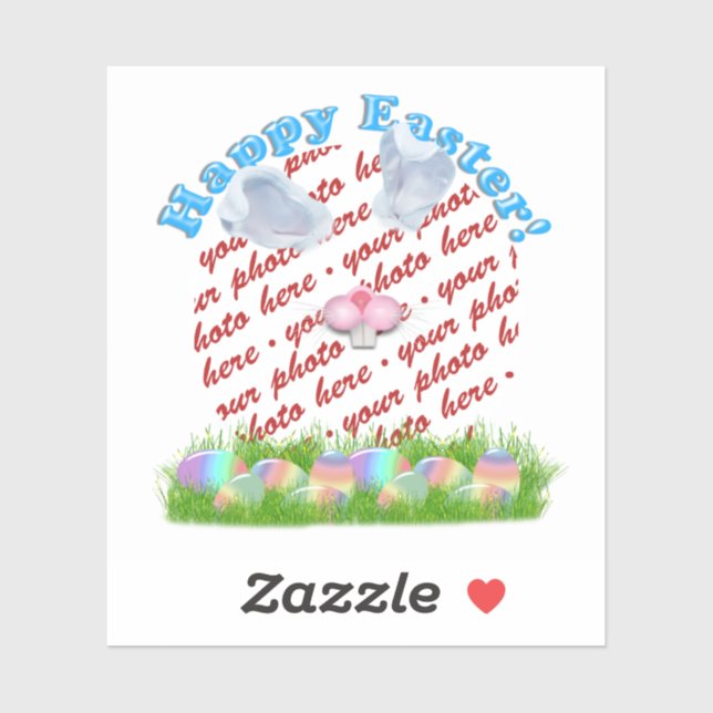 Easter Bunny (Ears & Nose Adjustable) Photo Frame Aufkleber (Blatt)